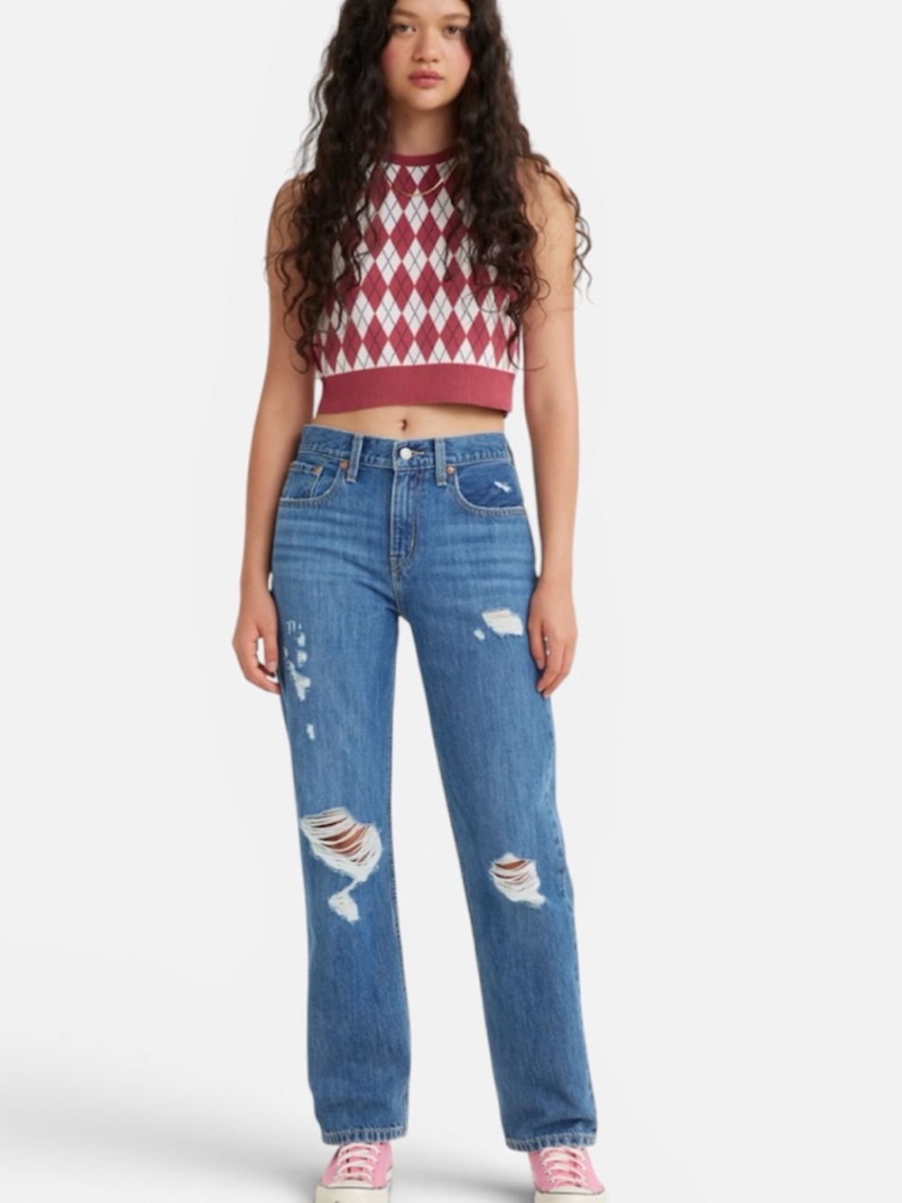 Levi’s Low Pro Straight Leg Distressed Jeans
